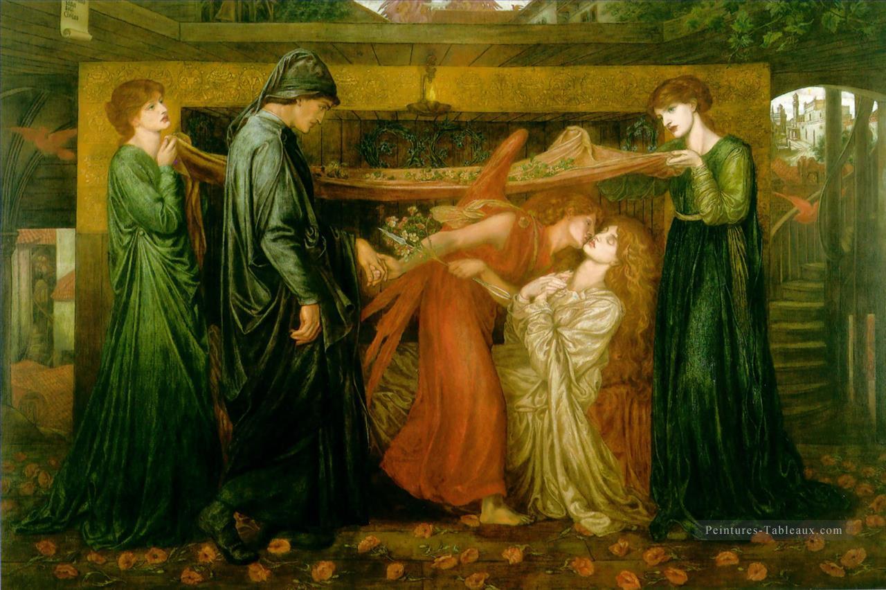 Dantes Dream à l’heure de la mort de Beatrice préraphaélite Brotherhood Dante Gabriel Rossetti Peintures à l'huile